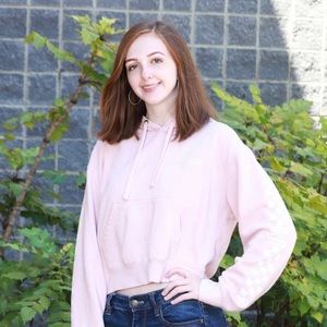 Vans Checkered Sleeve Cropped Hoodie